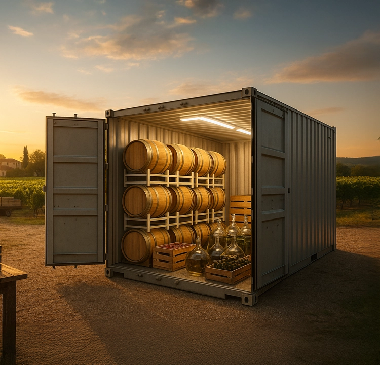 Şarap üretimi için mobil soğuk hava deposu